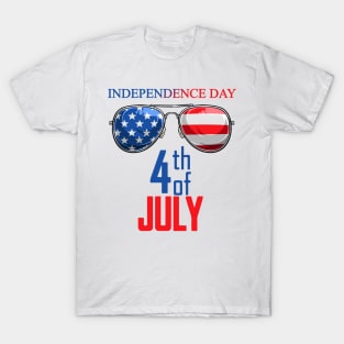 Independence Day American Flag Sunglasses 4th of July T-Shirt